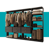 Guarda-Roupas Closet Modulado Alasca 240cm 4 Peças com 6 Gavetas e Cabideiros Preto Touch Carraro