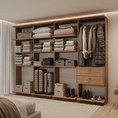 Guarda-Roupas Closet Modulado Alasca One 240cm 4 Peças com 2 Gavetas e Cabideiros Freijó Carraro