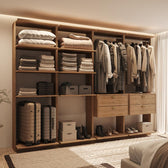 Guarda-Roupas Closet Modulado Alasca One 240cm 4 Peças com 4 Gavetas e Cabideiros Freijó Carraro