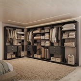 Guarda-Roupas Closet Modulado Alasca 420cm 7 Peças com 6 Gavetas e Cabideiros Preto Touch Carraro