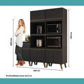 Armário de Cozinha Compacta Atlanta Contour Carraro Preto Touch