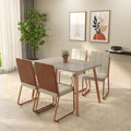 Conjunto Sala de Jantar 4 Cadeiras Tulipa Carraro Off White Rosê