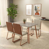 Conjunto Sala de Jantar 4 Cadeiras Tulipa Carraro Off White Rosê