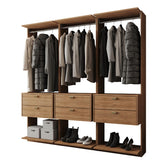 Guarda-Roupas Closet Modulado Alasca 180cm 3 Peças com 6 Gavetas e Cabideiros Freijó Carraro
