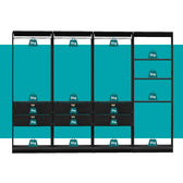 Guarda-Roupas Closet Modulado Alasca 240cm 4 Peças com 6 Gavetas e Cabideiros Preto Touch Carraro