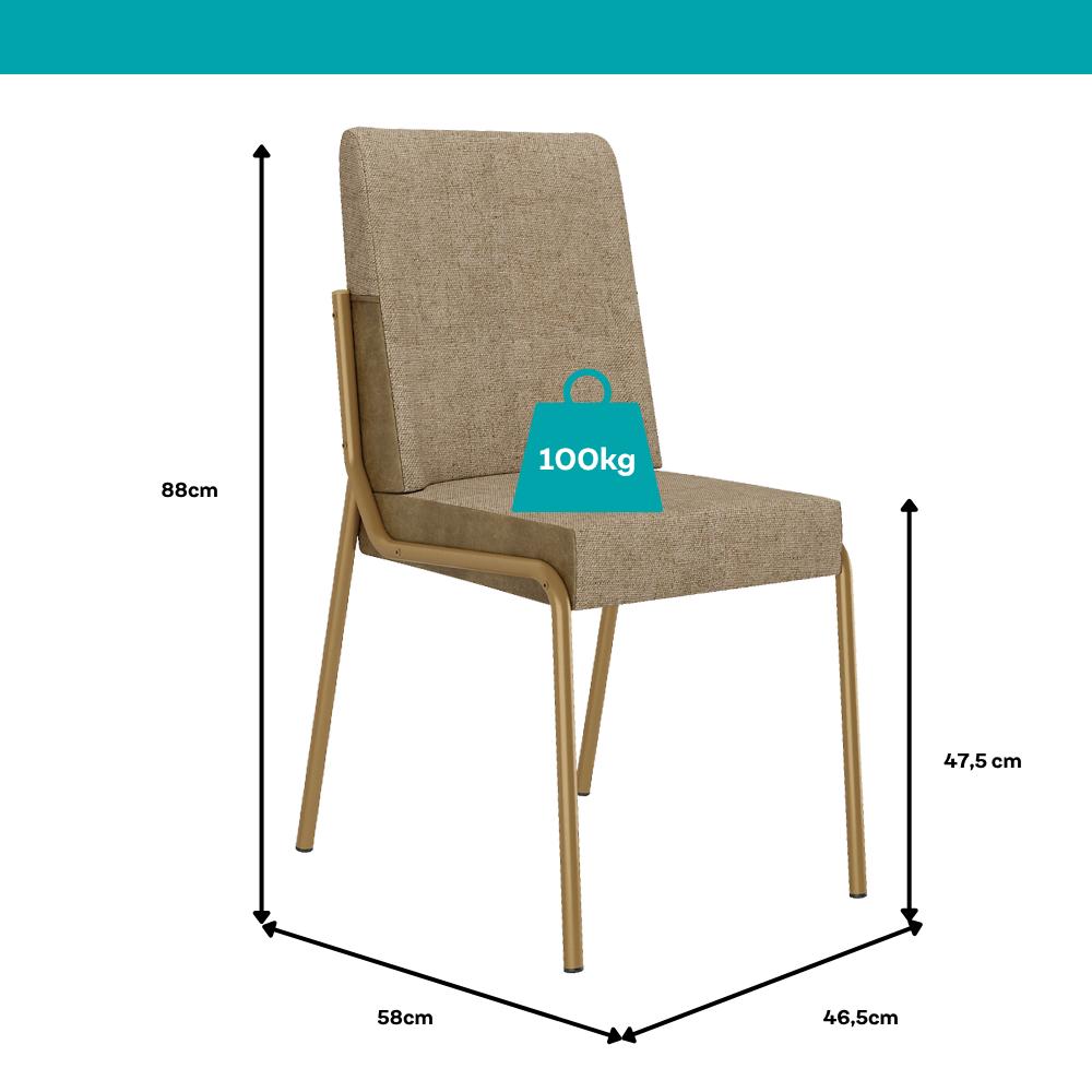 Conjunto Sala de Jantar 4 Cadeiras Verona Carraro Dourado