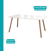 Conjunto Sala de Jantar 6 Cadeiras Tulipa Carraro Off White Rosê