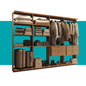 Guarda-Roupas Closet Modulado Alasca One 240cm 4 Peças com 4 Gavetas e Cabideiros Freijó Carraro