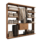 Guarda-Roupas Closet Modulado Alasca One 180cm 3 Peças com 2 Gavetas e Cabideiros Freijó Carraro