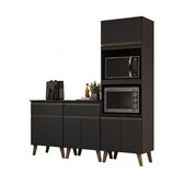 Armário de Cozinha Compacta Atlanta Concrete Carraro Preto Touch