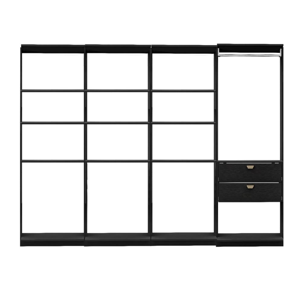 Guarda-Roupas Closet Modulado Alasca One 240cm 4 Peças com 2 Gavetas e Cabideiros Preto Touch Carraro