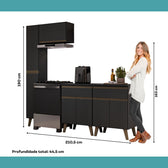 Armário de Cozinha Compacta Atlanta Bridge Carraro Preto Touch