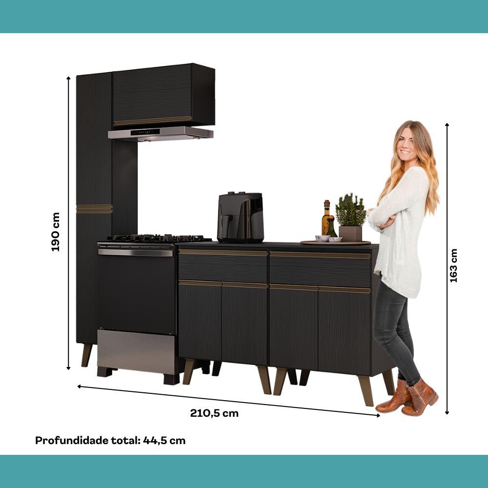 Armário de Cozinha Compacta Atlanta Bridge Carraro Preto Touch