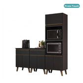 Armário de Cozinha Compacta Atlanta Concrete Carraro Preto Touch