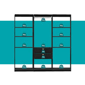 Guarda-Roupas Closet Modulado Alasca One 180cm 3 Peças com 2 Gavetas e Cabideiros Preto Touch Carraro