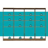 Guarda-Roupas Closet Modulado Alasca 240cm 4 Peças com 12 Prateleiras Freijó Carraro