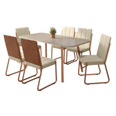 Conjunto Sala de Jantar 6 Cadeiras Tulipa Carraro Off White Rosê