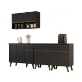 Armário de Cozinha Compacta Atlanta Stone Carraro Preto Touch
