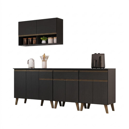 Armário de Cozinha Compacta Atlanta Stone Carraro Preto Touch
