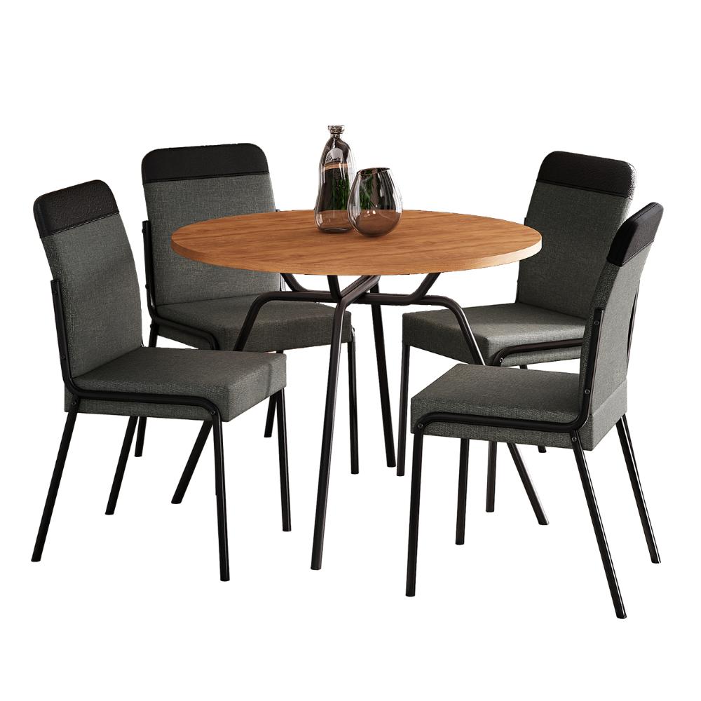 Conjunto Sala de Jantar 4 Cadeiras Georgia Carraro Preto
