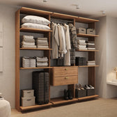 Guarda-Roupas Closet Modulado Alasca One 180cm 3 Peças com 2 Gavetas e Cabideiros Freijó Carraro