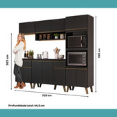 Armário de Cozinha Completa Atlanta Unique Carraro Preto Touch