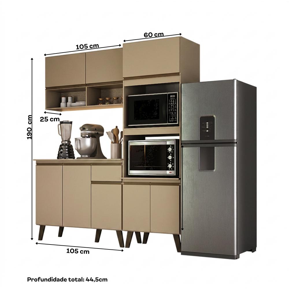 Armário de Cozinha Compacta Atlanta Skyline Carraro Amêndoa