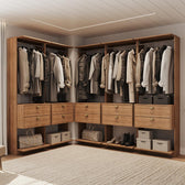 Guarda-Roupas Closet Modulado Alasca 300cm 5 Peças com 10 Gavetas e Cabideiros Freijó Carraro