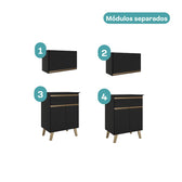 Armário de Cozinha Compacta Atlanta Axis Carraro Preto Touch