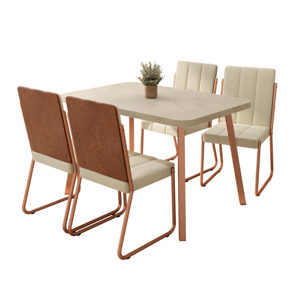 Conjunto Sala de Jantar 4 Cadeiras Isis Carraro Petra Rosê
