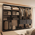 Guarda-Roupas Closet Modulado Alasca One 240cm 4 Peças com 4 Gavetas e Cabideiros Preto Touch Carraro