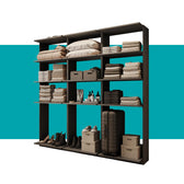 Guarda-Roupas Closet Modulado Alasca 180cm 3 Peças com 9 Prateleiras Preto Touch Carraro