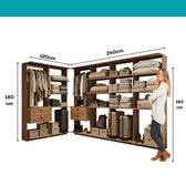 Guarda-Roupas Closet Modulado Alasca 360cm 6 Peças com 4 Gavetas e Cabideiros Freijó Carraro