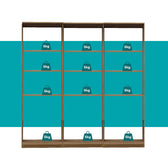 Guarda-Roupas Closet Modulado Alasca 180cm 3 Peças com 9 Prateleiras Freijó Carraro