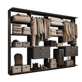 Guarda-Roupas Closet Modulado Alasca Duo 240cm 4 Peças com 4 Gavetas e Cabideiros Preto Touch Carraro
