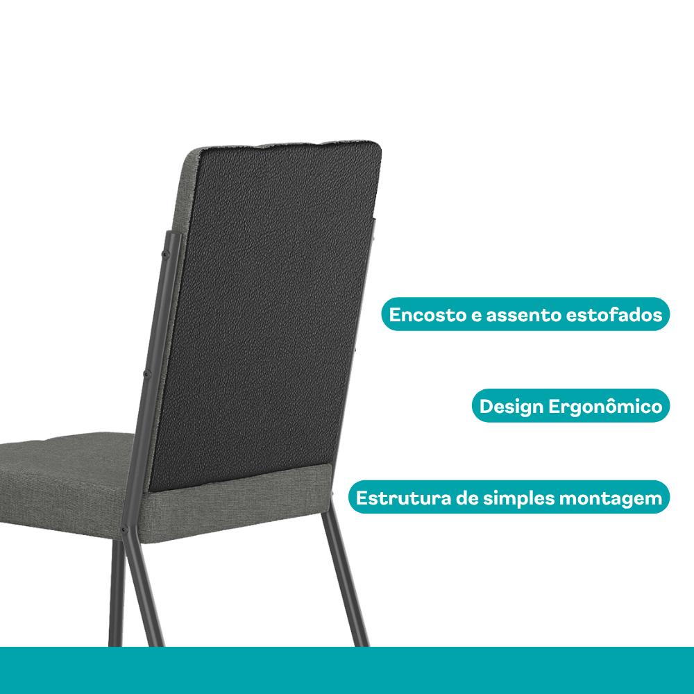 Conjunto Sala de Jantar 4 Cadeiras Isis Carraro Nogal Preto