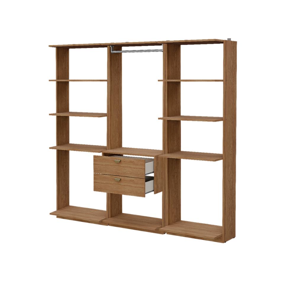 Guarda-Roupas Closet Modulado Alasca One 180cm 3 Peças com 2 Gavetas e Cabideiros Freijó Carraro