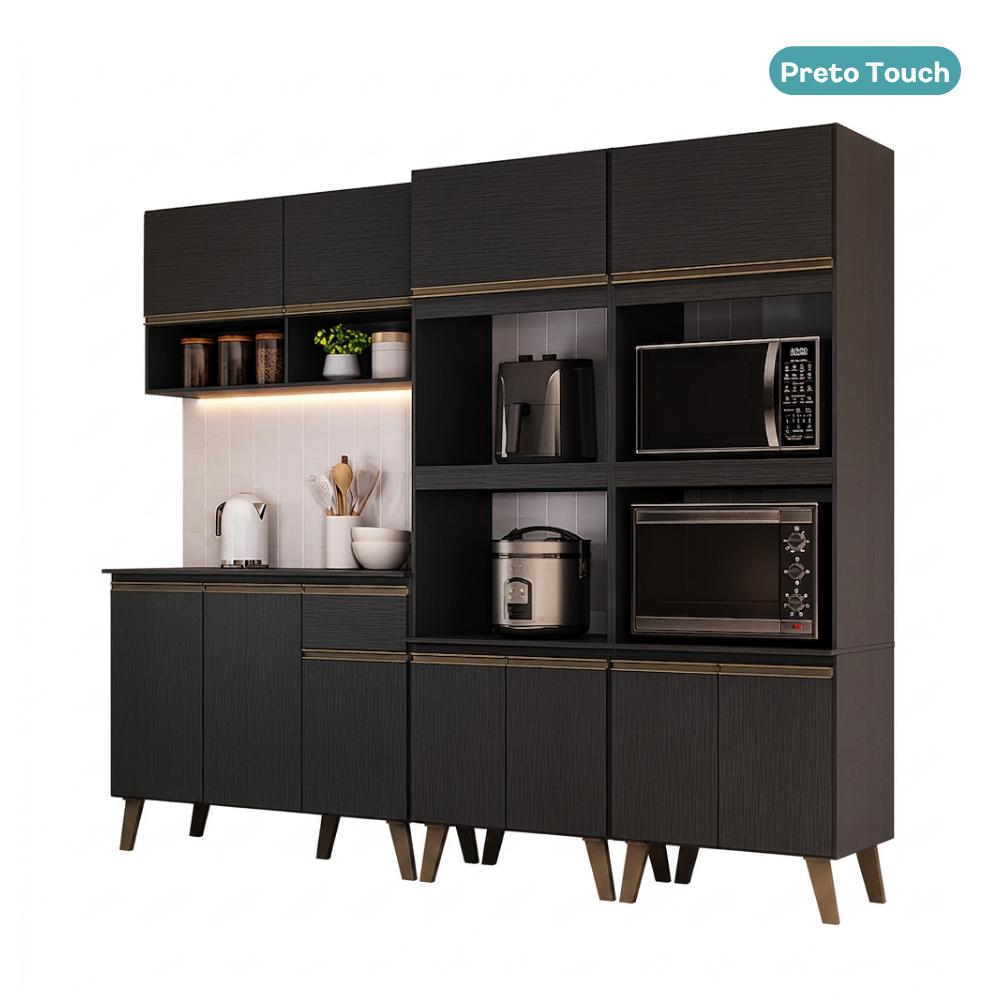 Armário de Cozinha Completa Atlanta Avant Carraro Preto Touch