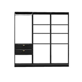 Guarda-Roupas Closet Modulado Alasca 180cm 3 Peças com 2 Gavetas e Cabideiros Preto Touch Carraro