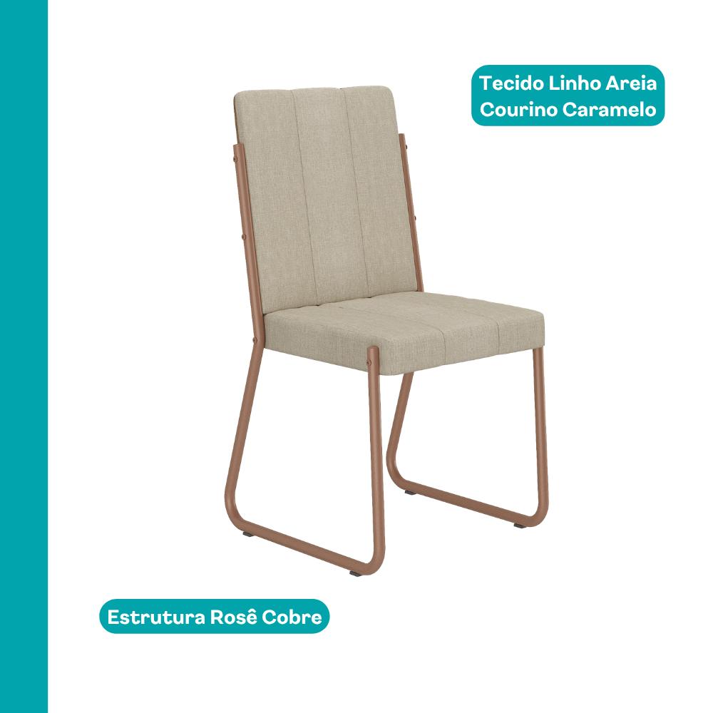 Conjunto Sala de Jantar 4 Cadeiras Isis Carraro Petra Rosê
