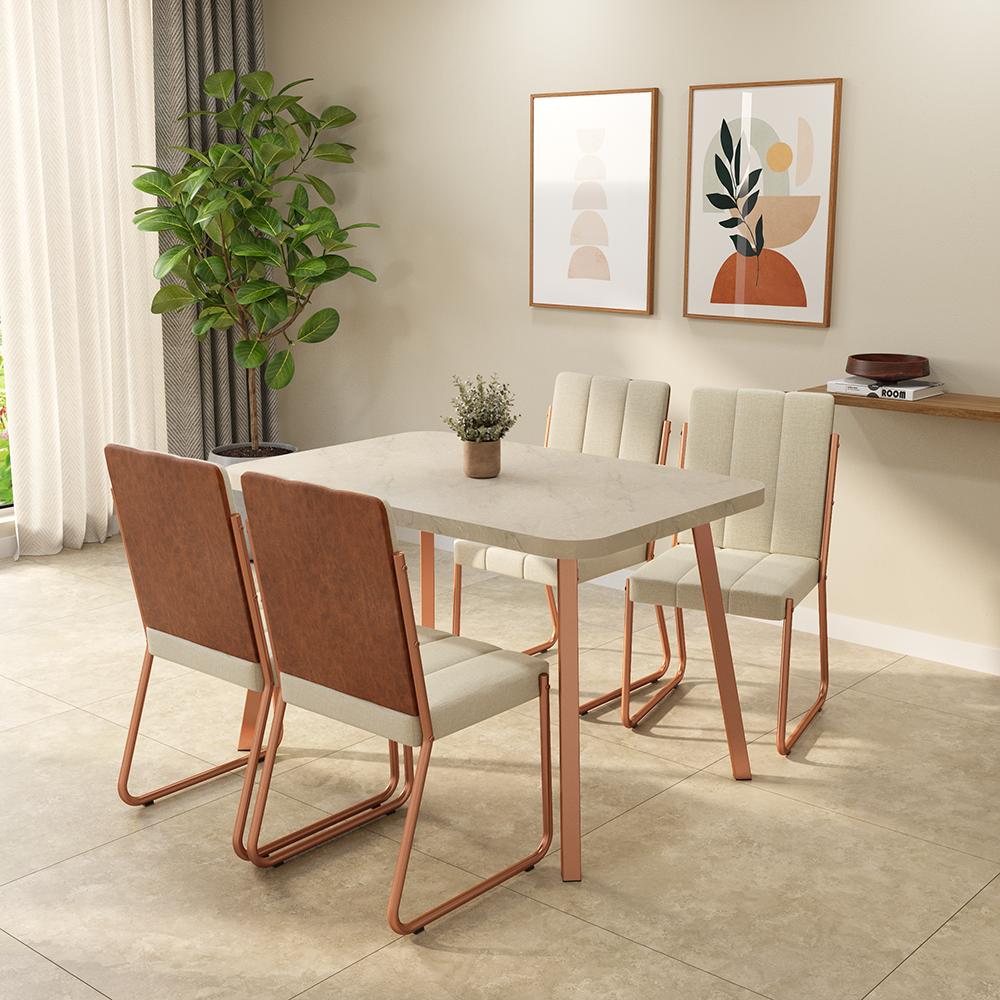 Conjunto Sala de Jantar 4 Cadeiras Isis Carraro Petra Rosê