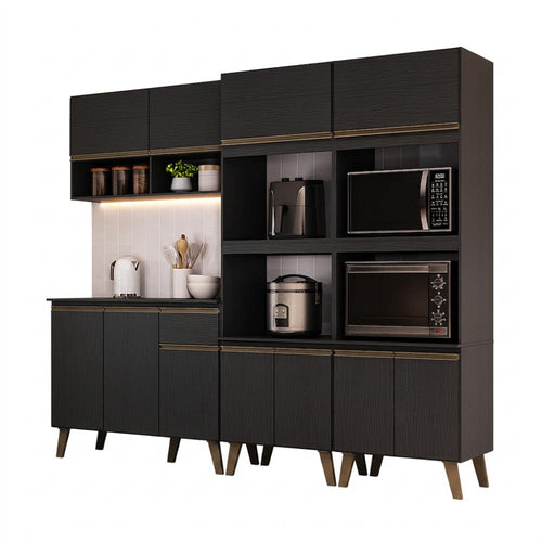 Armário de Cozinha Completa Atlanta Avant Carraro Preto Touch
