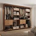 Guarda-Roupas Closet Modulado Alasca 240cm 4 Peças com 4 Gavetas e Cabideiros Freijó Carraro