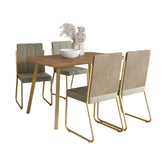 Conjunto Sala de Jantar 4 Cadeiras Isis Carraro Carvalho Dourado
