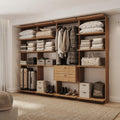 Guarda-Roupas Closet Modulado Alasca 240cm 4 Peças com 2 Gavetas e Cabideiros Freijó Carraro