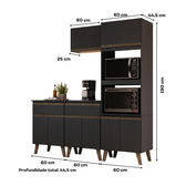 Armário de Cozinha Compacta Atlanta Onyx Carraro Preto Touch
