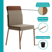 Conjunto Sala de Jantar 4 Cadeiras Georgia Carraro Rosê