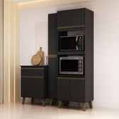 Armário de Cozinha Compacta Atlanta Brix Carraro Preto Touch