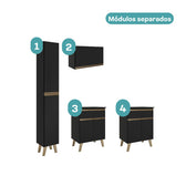 Armário de Cozinha Compacta Atlanta Bridge Carraro Preto Touch