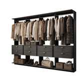 Guarda-Roupas Closet Modulado Alasca 240cm 4 Peças com 8 Gavetas e Cabideiros Preto Touch Carraro